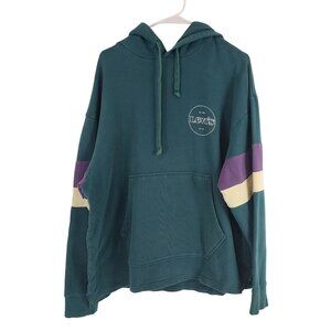 Levis Mens Relaxed Fit Hoodie L Green With Purple & Cream Stripes